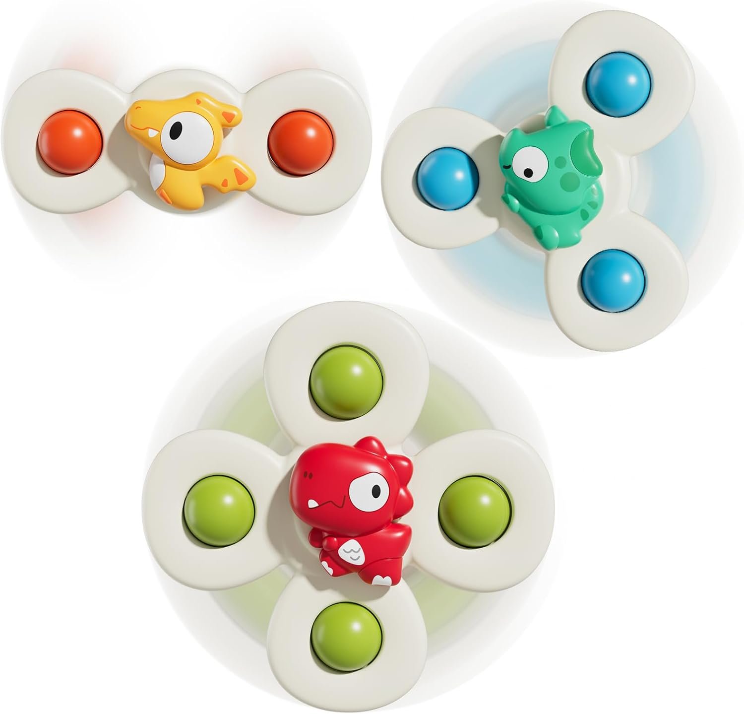ALASOU 3PCS Suction Cup Spinner Toys for 1 Year Old Boy Girl|Spinning Top Baby Toys 12 18 Months|1 2 Year Old Boy Birthday Gift|Baby Bath Toys for Kids Ages 1-3|Sensory Toys for Toddlers 1-3