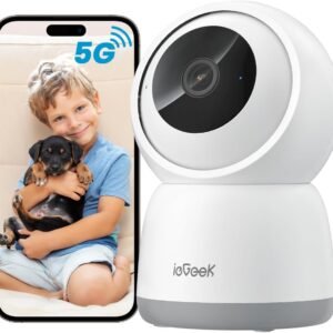 ieGeek 2K Indoor Security Camera,5G&2.4G WiFi Camera Surveillance Interieur,360°PTZ&Auto Tracking,Baby Monitor with Phone App,Smart Motion Sensor,2 Way Audio,Voice Changer,IR Night Vision,Work w/Alexa