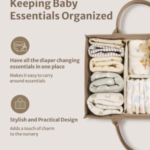 Blissful Diary Baby Diaper Caddy Organizer - Stylish Storage for Essentials, Mocha Brown - Image 2