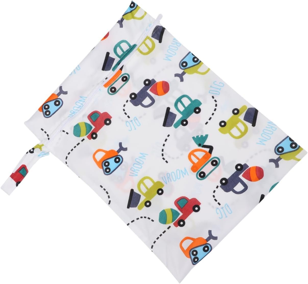 SECFOU Diaper Bag Reusable Nappy Pouch with Car Pattern Lightweight Portable Wet Dry Diaper Organizer for