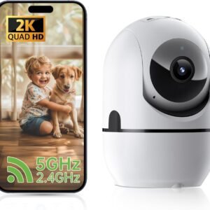 2K Indoor Security Camera 5G&2.4G WiFi Dog Pet Camera with Phone App,360°Home Security Camera Indoor,Baby Monitor Motion Sensor Night Vision 2-Way Audio,Nanny Cam (A)