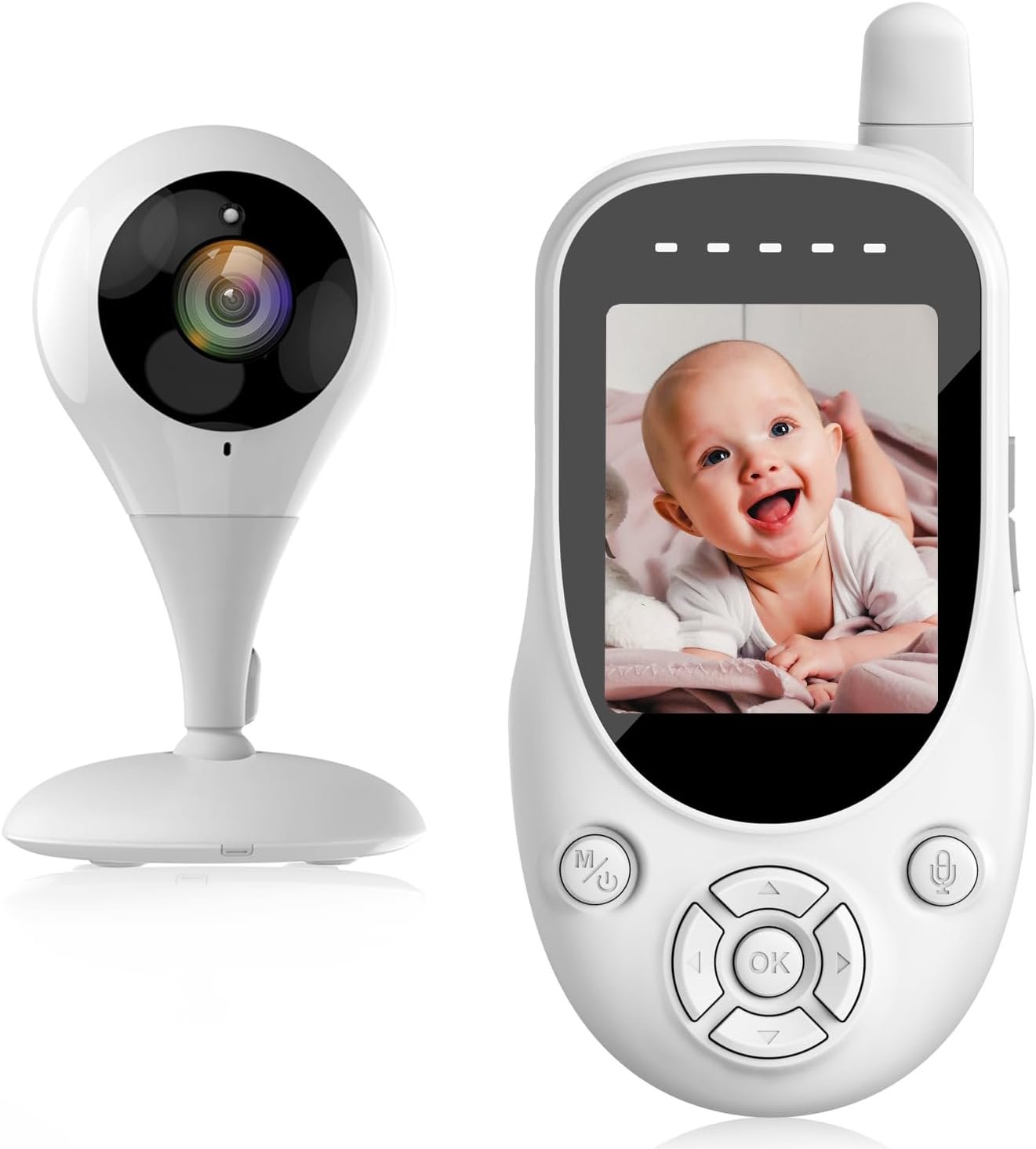 Video Baby Monitor with Camera, 2.4GHz Wireless Transmission, Baby Monitor No WiFi with Display - 960ft Range, Night Vision, 2-Way Talk, Lullabies, Temp Sensor - 6-Piece Set