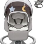 Electric Baby Swing for Infants, Electric Bouncer for Baby with 5 Swing Speeds, Bluetooth, Remote Control, Music Lullaby, 3 Timer Settings, 5 Point Harness Portable Baby Rocker