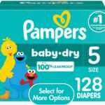 Pampers Baby Dry Diapers - Size 5, 128 Count, Absorbent Disposable Diapers