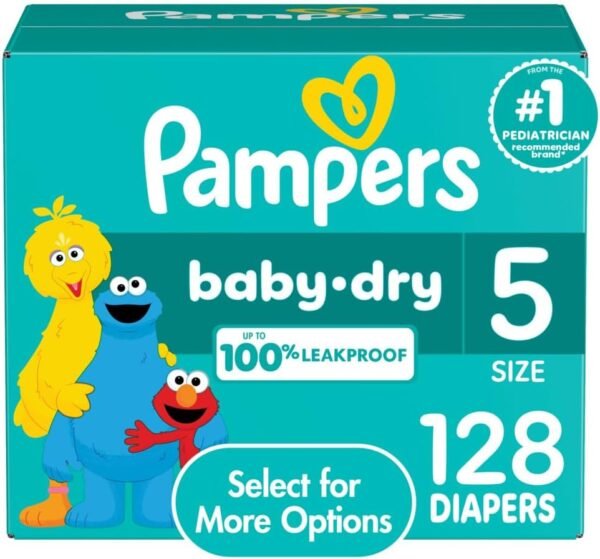 Pampers Baby Dry Diapers - Size 5, 128 Count, Absorbent Disposable Diapers