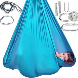 Sensory Swing for Kids with Ceiling Hook, Saggy-Resistant Double-Layer Fabric Indoor/Outdoor Cocoon Therapy Swing for Autism, Yoga & Play
