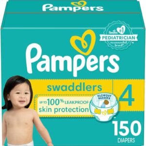 Pampers Diapers Size 4, 150 Count - Pampers Swaddlers Disposable Baby Diapers (Packaging & Prints May Vary)