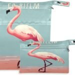 Coikll Wet Dry Bags for Cloth Diaper 2 Pack Waterproof Yoga Gym Bag for Swimsuit Wet Clothes Baby Items-（Flamingo Pink）