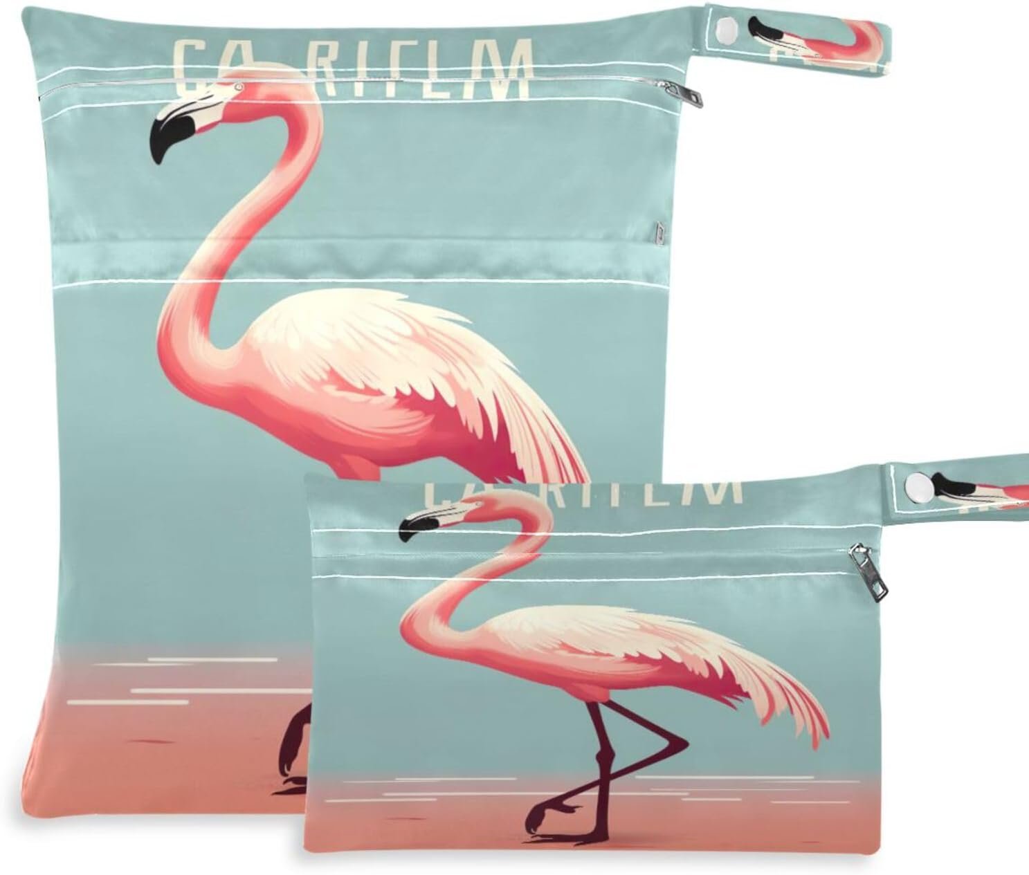 Coikll Wet Dry Bags for Cloth Diaper 2 Pack Waterproof Yoga Gym Bag for Swimsuit Wet Clothes Baby Items-（Flamingo Pink）