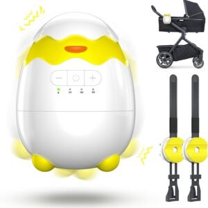 HOTOIQ Baby Rocker Vibrator, Portable Sleep Aid with Adjustable Speed, 5 Vibration Intensities and 4 Timing Modes, USB Rechargeable, for All Baby Stroller, Pushchair and Prams(White)