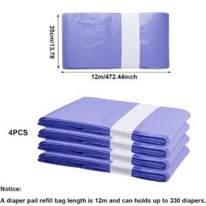 4 Pack Lavender Scent Nappy Bin Refill Bags for Dekor Classic – Odor Control, 1320 Diapers - Image 5