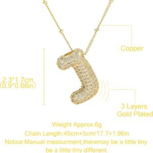 14K Gold Plated Bubble Letter Necklace | Dainty Initial Pendant Jewelry - Image 6