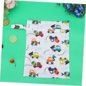 SECFOU Lightweight Diaper Bag Organizer with Car Pattern - Wet & Dry Pouch - Image 3