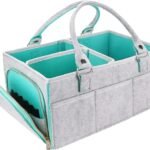 Nursery Storage Bin, Baby Diaper Caddy Multi-Compartment Felt Diaper Caddy Organizer with Side Pockets & Lifting Handle, Baby Essentials, New Mom Gifts