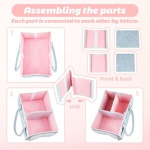 Grey Baby Diaper Caddy Organizer with Dividers for Newborn Essentials - Image 3