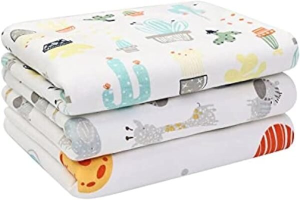 Baby Diaper Changing Pad Liners(22X27.5 inches) Soft Cotton Waterproof Changing Pad for Baby Underpads Mattress Pad Sheet Protector Portable Reusable Urine Pads for Travel Gear Pack of 3