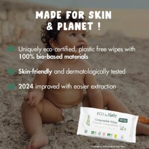 Eco by Naty Aloe Vera Baby Wipes – Compostable, Hypoallergenic & Plant-Based (672 Count) - Image 3