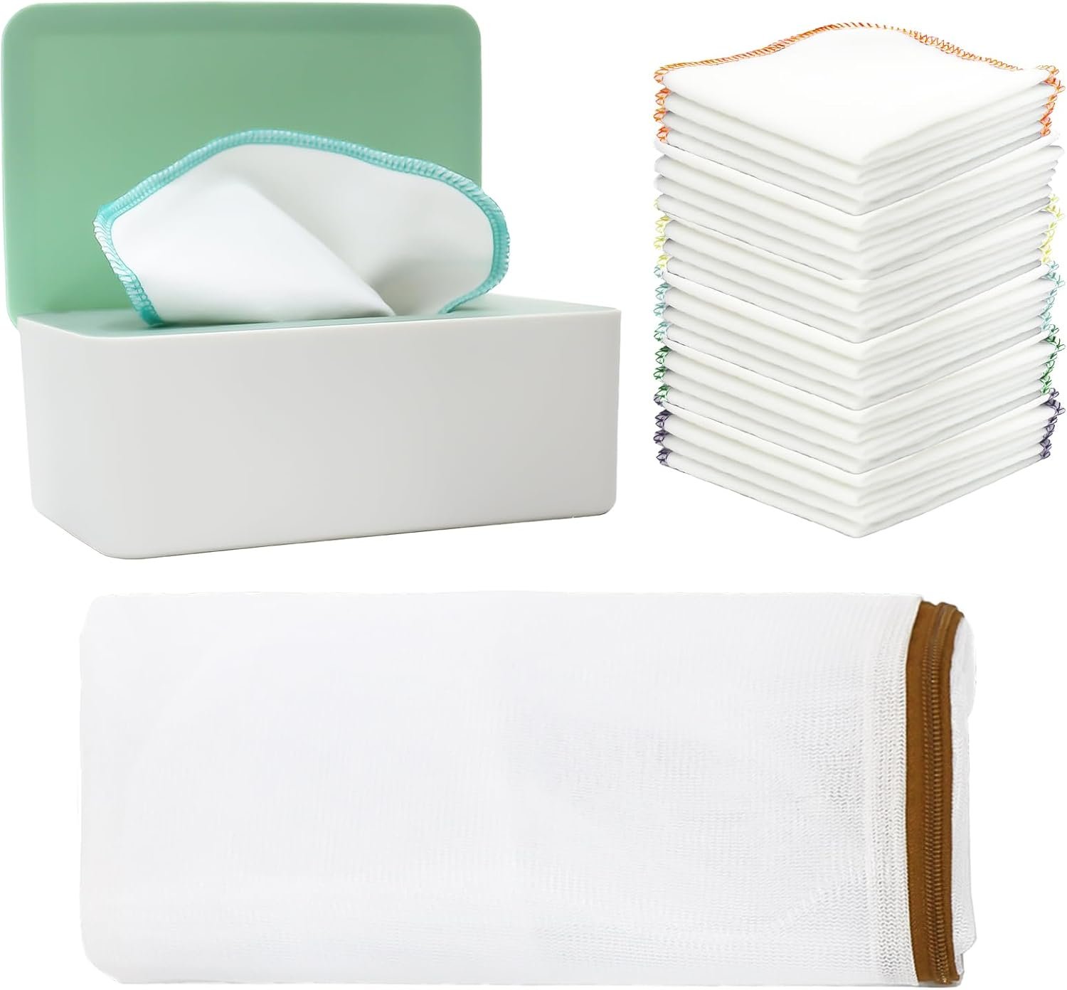 54 Pcs Reusable Flannel Baby Wipes