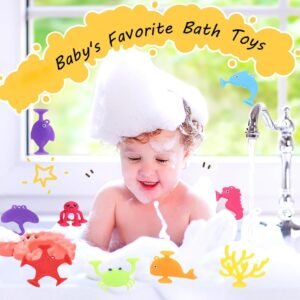 16 PCS Dinosaur Suction Cup Bath Toys for Kids | Sensory Travel Fun - Image 6