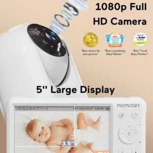 Momcozy 1080P HD Video Baby Monitor - 5'' Screen, Night Vision, 2-Way Audio - Image 5