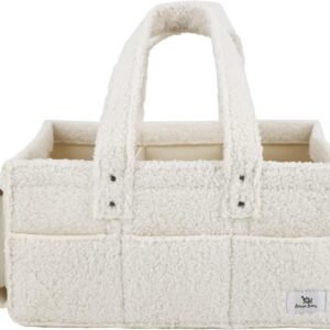 Beyya Portable Baby Diaper Caddy Organizer - Sherpa Brown Nursery Storage - Image 2