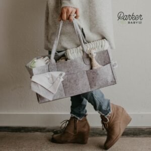 Parker Baby Diaper Caddy - Gray Nursery Storage Bin & Car Organizer for Diapers - Image 8