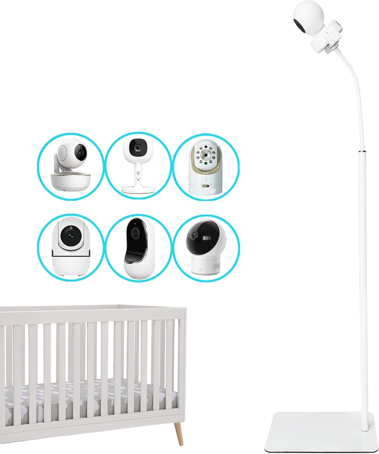 GUCHO Baby Monitor Mount Floor Stand Holder Compatible with Hellobaby,Infant Optics DXR-8 Pro,Nanit Pro,Motorola,Vetch,Kasa Smart,iFamily,Adjustable & Safety Universal Baby Monitor Shelf
