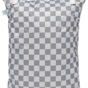 Bumkins Baby Waterproof Hanging Wet Bag Large for Laundry, Dirty Clothes, Travel, Swim Suit, Cloth Diapers, Pool, Towels, Daycare, Beach, Zip Reusable Bag, Wetdry Vacation Packing, XL Charcoal Check