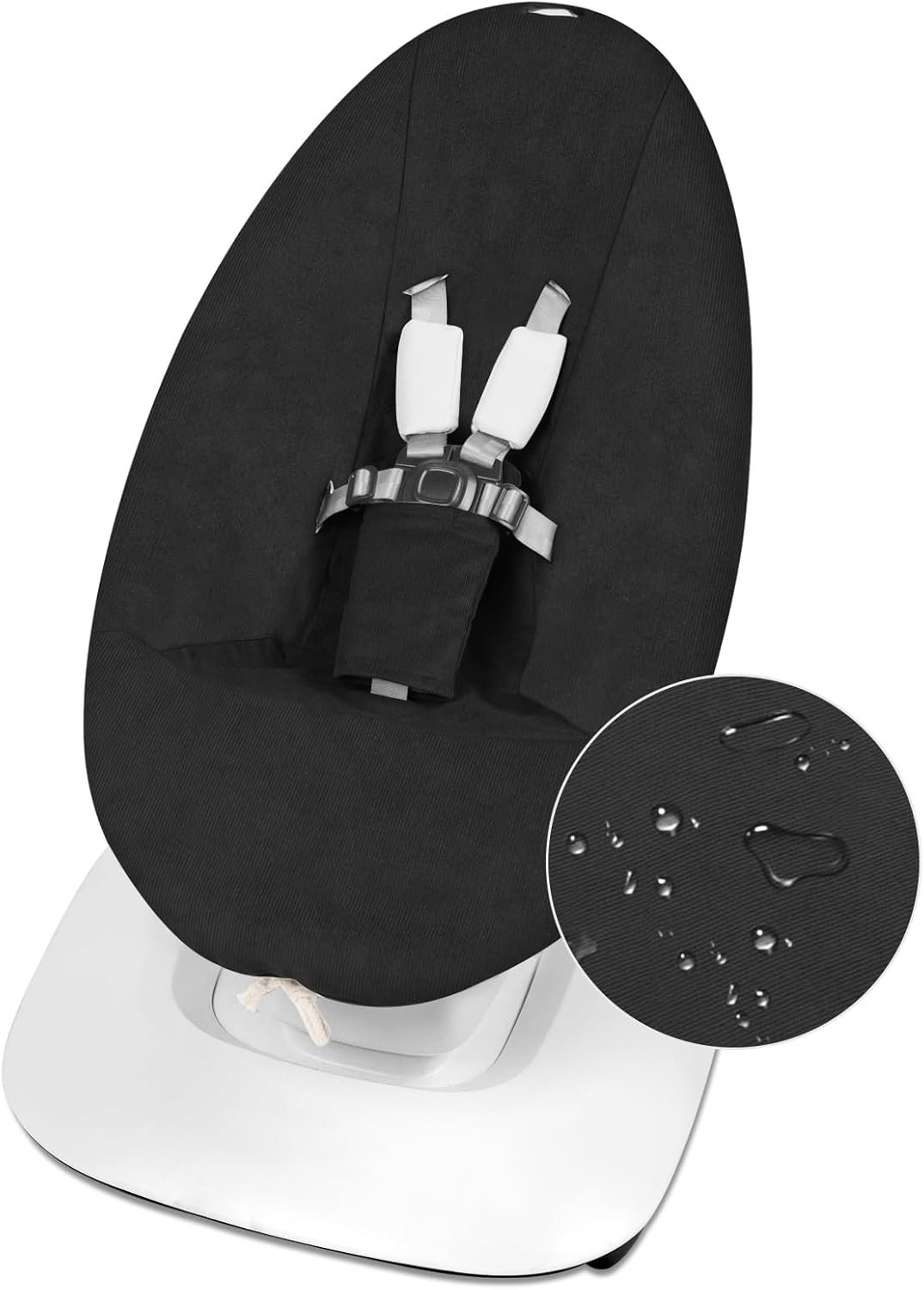 SNOOZYNEST Waterproof Swing Cover Compatible with New Model FOR Moms Swing 5 Launched 2022, Soft Corduroy Fabric, Premium Quality, Machine Washable Black (Only a Cover)
