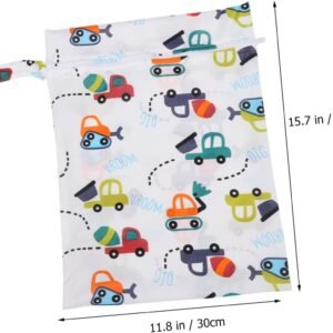 SECFOU Lightweight Diaper Bag Organizer with Car Pattern - Wet & Dry Pouch - Image 7