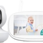 Baby Monitor, VIZOLINK 5.5" Split-Screen Video Baby Monitor with Camera and Audio, Auto Motion Tracking, Al Virtual Fence, Local Video Playback, Cry Detection, Temperature Alarm, No WiFi (White)