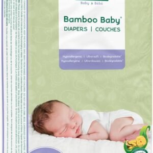 Aleva Naturals Hypoallergenic Bamboo Baby Diapers for Newborn, Ultra Soft, Sensitive Skin Friendly, Biodegradable, Disposable - Size Newborn to 1 (4-9 lbs / 2-4kg), 32 Count