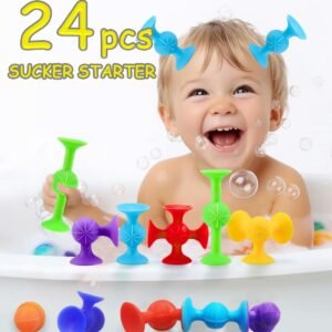 CreateView Suction Bath Toys Set | 24 BPA-Free Sensory Fidget Toys for Age 1-8 - Image 2