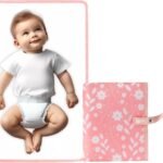 Portable Diaper Changing Pad for Baby - Waterproof Compact Changing Mat with Wrist Strap - Wipeable Travel Changing Pad for Diaper Bag(Pink Flowers)