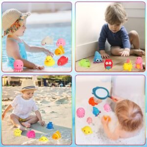 18 PCS Bath Toys for Toddlers - Floating Sea Animals & Squeeze Toys - Image 7