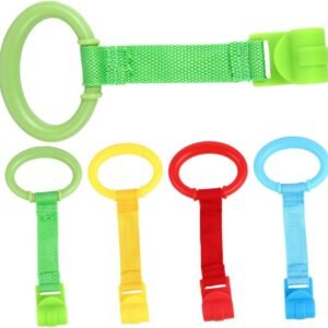 YARNOW 5pcs Standing Pull Rings Easy Grip Crib Hanging Assist Tools for Newborns Boy Girl Lightweight