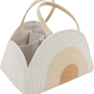 Cotton Rope Diaper Caddy Organizer - Large Storage Basket for Newborns (Grey) - Image 2
