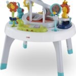 Fisher-Price Baby to Toddler Toy 2-in-1 Sit-to-Stand Activity Center with Music Lights and Spiral Ramp, Spin ‘n Play Safari
