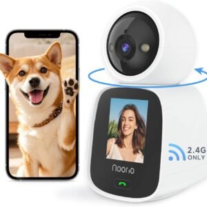 Noorio 2-Way Video Calling Camera, One Click Call 2K Indoor Security, 360° Pan/Tilt Noorio Plus Phone App, Color Night Vision Baby/Dog/Pet Monitor CL200