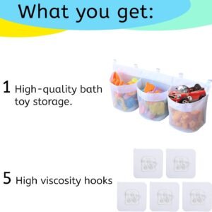 Large Capacity Bath Toy Organizer - 3 Compartment Mesh Storage Bag - Image 7