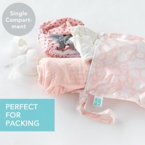 Bumkins Waterproof Wet Bag: Reusable Zipper Pouch for Baby & Travel (Lace Pink) - Image 2