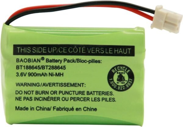 BAOBIAN BT188645/BT288645 Battery Pack 3.6V 900mAh Ni-MH Compatible with VTech VM312 VM3251 VM3252 VM3261 Motorola MBP481 MBP482 MBP483 Digital Video Baby Monitor