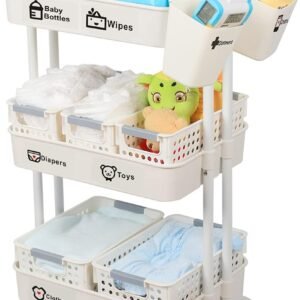 Rolling Baby Diaper Caddy Organizer Cart
