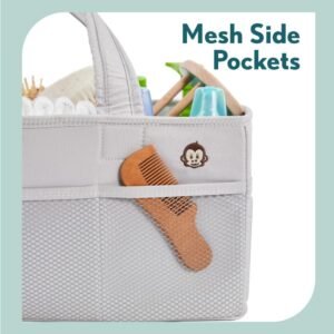 MIGHTY MONKEY Diaper Caddy Organizer with Handle | Stain Resistant, Gray Pink - Image 6