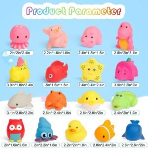18 PCS Bath Toys for Toddlers - Floating Sea Animals & Squeeze Toys - Image 5