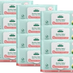 Aleva Naturals Hypoallergenic Bamboo Baby Wipes for babies with Sensitive Skin, Super Soft, Biodegradable, Extra Strong, Natural and Organic Formula, Vegan - New Eco-Friendly, Sustainable Packaging- Mega Pack- 72 Count X 12 = 864 Wipes Total