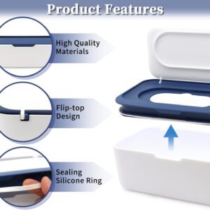 2-Pack Baby Wipes Dispenser & Storage Box - Refillable, Sealable, Blue & Orange - Image 3
