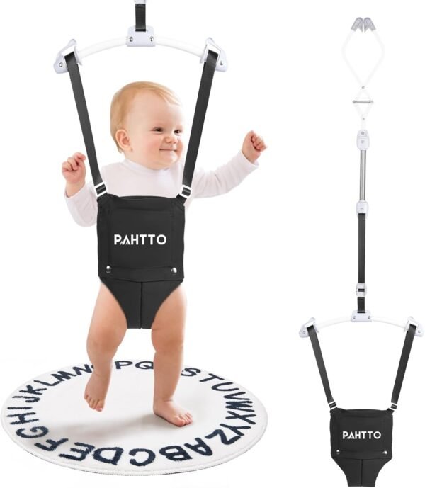 PAHTTO Baby Door Jumper with Soft Rug, Durable Toddler Bouncer with Adjustable Height-Funny Baby Walking Harness, Protable Doorway Jumper for Indoor/Outdoor