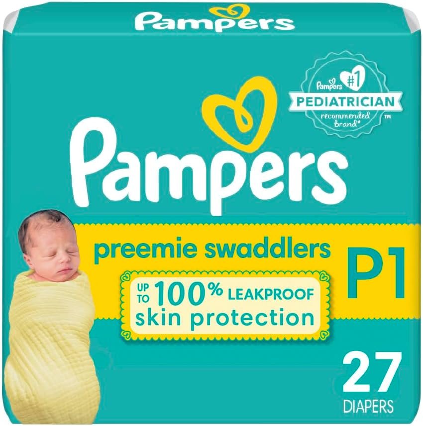 Pampers Newborn Diapers Size Preemie 2.7 kg - Pampers Swaddlers Disposable Baby Diapers, 27 Count, Jumbo Pack