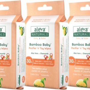 Aleva Naturals Bamboo Baby Pacifier and Toy Wipes - Natural and Organic Ingredients with Lemon Oil, Safely Cleans Bottles, Nipples, Cups, Extra Strong and Ultra Soft - Value Pack- 30ct x 3 (90 Wipes Total)